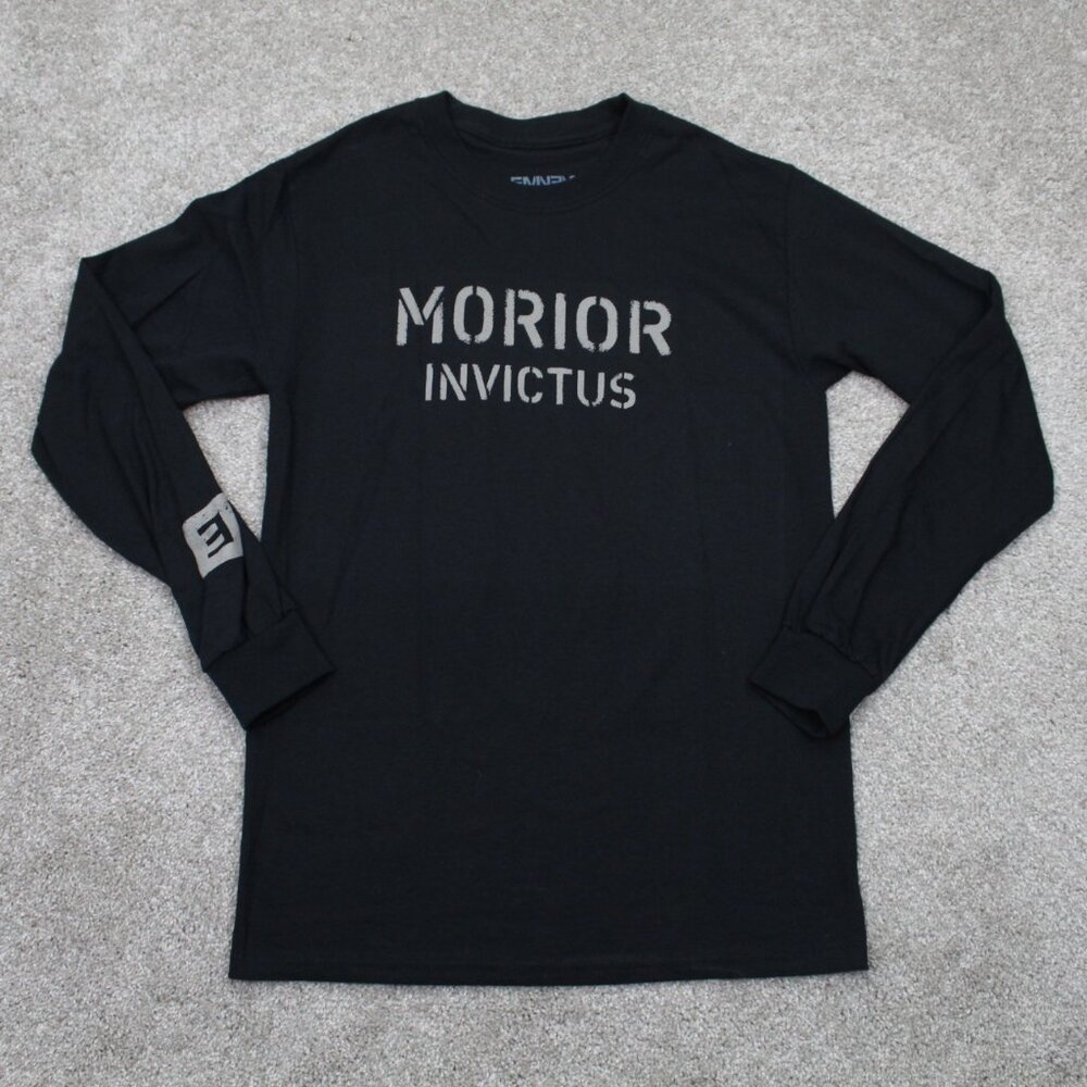 Eminem‎ Morior Invictus Shirt Mens Small Black 100% Cotton Long Sleeve Pullover
